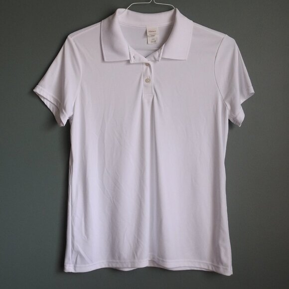 Hanes Sport White Cool DRI Moisture-Wicking Performance Polo - Large - Picture 1 of 8